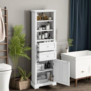 Tall Bathroom Storage Cabinet,Cabinet with Drawers, Freestanding Storage Bathroom Cabinet 67"H ...